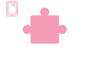 Rosafarbenes Puzzleteil mit Icon Tablet